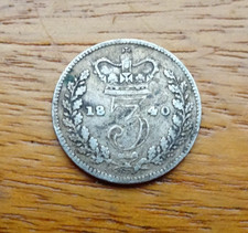 QUEEN VICTORIA SILVER THREEPENCE 1840 3 D GREAT BRITAIN UK