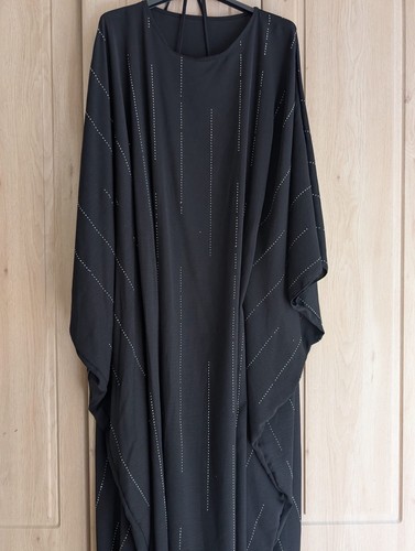 Black gem abaya batwing - black,