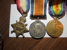 WW1 1915 Star medal trio - Pte - 4/Lincolnshire Regiment.     (MAD/47)