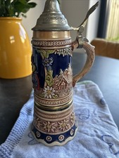 Vintage German Beer Stein Tankard with Lid Musical Ceramic DBGM