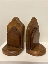 Vintage Wood Wooden Art Deco Style Mantelpiece Shelf Book Ends 7”