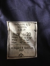 Original Civil Defence C.D.29 Women's Battledress Trousers dated 1957 Size 20