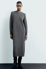 ZARA GREY OVERSIZED LONG KNIT DRESS SIZE S SIZE UK 10
