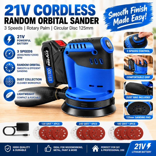 21v cordless random orbital - 21v,