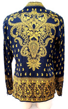 Vintage ESCADA Margaretha Ley Silk Blouse - 36 UK 10 - Black & Gold Paisley -Exc