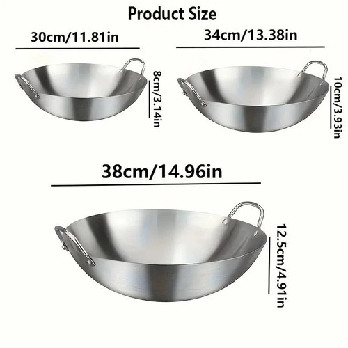 Large stainless steel wok - large,