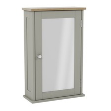 Bathroom Wall Cabinet Storage 1 Door Cupboard Mirrored MDF Wooden Shelves Vanity