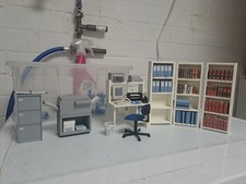 Dolls House Modern Office Set. Desk, Files, Photocopier, Computer Etc 12th Scale