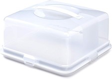 ACCURATE Square Plastic Cake Box , White Storage Container, Keeps Cakes Fresh