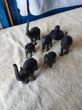 Vintage African Elephants Likely ebony Ivory Some Tusks And Nails Missing