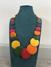 Collar Colourful Flat Disc Wooden Bead Statement Necklace Quirky Bohemian 