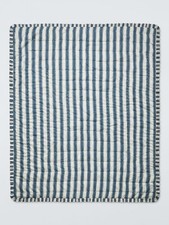 John Lewis x Sanderson Pinetum Quilted Frilled Bedspread - Blue {Marks) B+