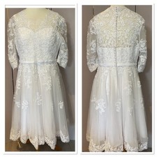 JJ’s House White Lace Lined Wedding Dress Uk16 VGC