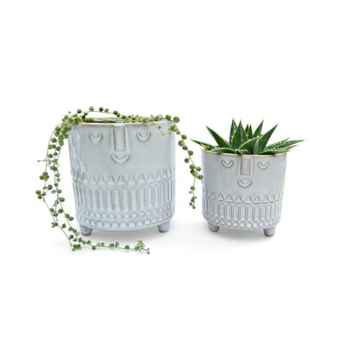 Ceramic face plant pot planter - pot,