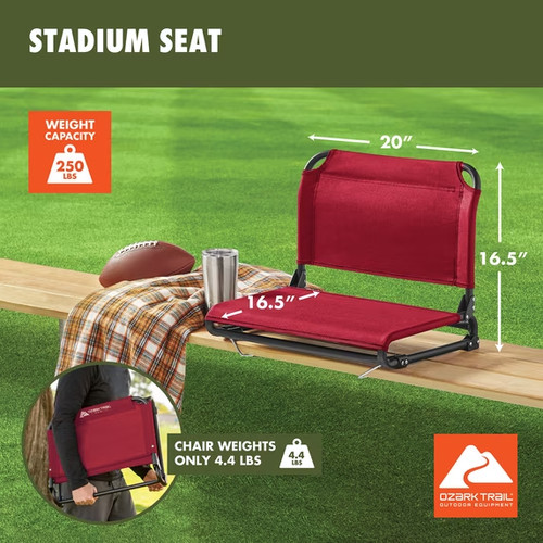Stadium seat ozark trail - ozark, red