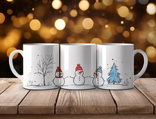 Snowman Family Ceramic Christmas Mug, 9.5x8 cm, Microwave Safe Gift UK Made