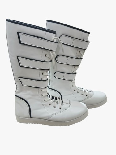 Pro wrestling white boots - wrestling,