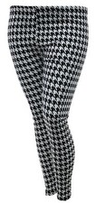 Womens New Leggings Classic Houndstooth Black White Stretch DogTooth Girls