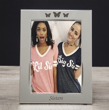 Silver 5x7 Sisters Photo Picture Frame Gift Idea Birthday Butterflies Her Twins