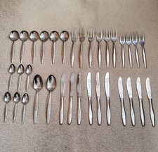 Vintage 34 Piece Wingfield Cutlery Set English Stainless Steel Kitchen/Canteen