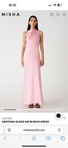Misha pink satin evening gown - misha,