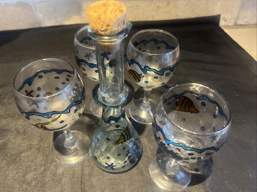 Hand painted glass liqueur - glass,