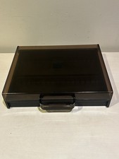 Vintage Warwick Cassette Tape Storage Case Holds 34 Tapes Smoked Lid & Handle