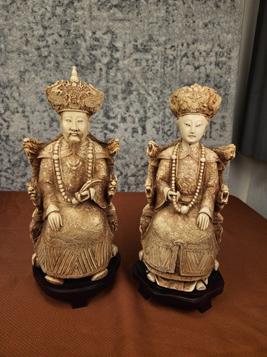 Pair chinese hand carved - (2),