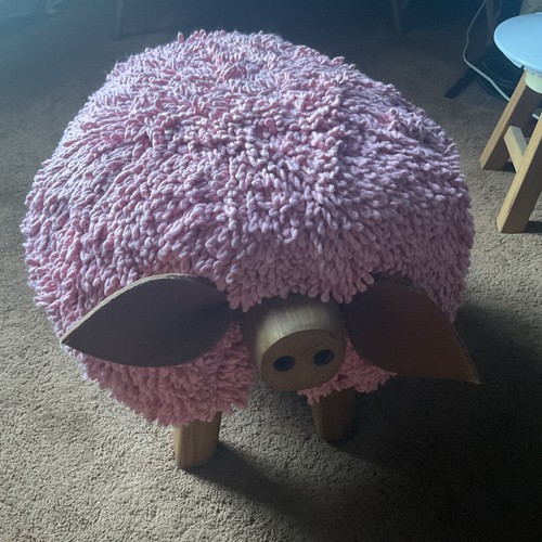 Pink shaggy pig footstool - shaggy,