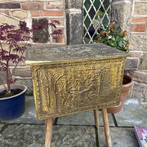Vintage wood brass coal - vintage,
