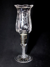 STUART CRYSTAL FOUR SEASON HURRICANE LAMP, Cut Lead Crystal & Silverplate, 14"