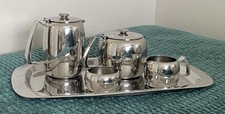 Old Hall England Stainless Steel Vintage 5 Piece Tea Service / Coffee Service