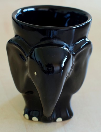 Elephant egg cup black with - elephant, cup,