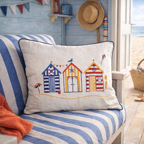Beach hut cushion - hut, rectangular