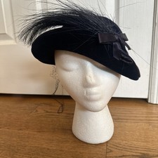 1950s Blue Velvet Tilt Hat w/
