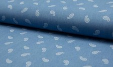 PRINTED Cotton Denim Stretch Fabric Material - CASHMERE LT BLUE