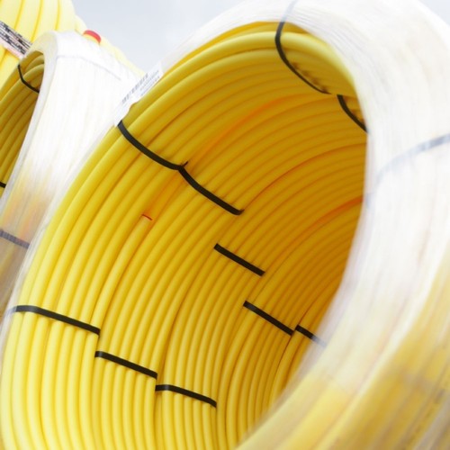 Blue mdpe water pipe - pipe., yellow