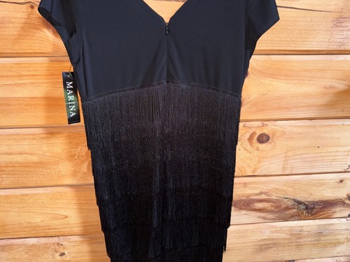 Marina tassel black dress midi - marina,