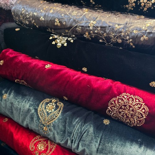 Silk velvet fabric embroidery - silk,