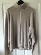 Womens ZARA Beige Lightweight Roll Neck Jumper Sweater Size EUR Medium