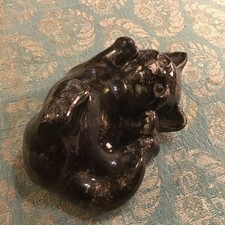 Winstanley Black Size 2 Relaxing Kitty - glass eyes + signed - 19cm long  