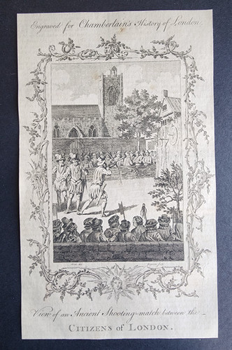 Antique 1770 print - -, archery