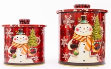 2 Christmas Tins Jars Storage