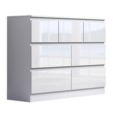 High Gloss 7 Drawer Chest Of Drawers Bedroom Unit Furniture Scratch Resistant