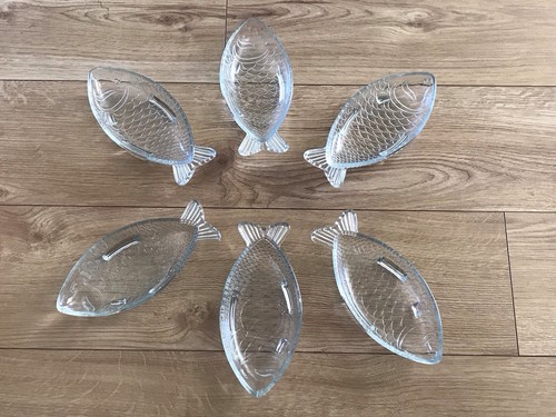 Glass fish dishes set 6 - dishes.,