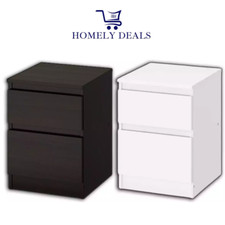 Ikea Modern 2 Drawer Chest Bedside Table Bedroom White and Black  35x49 cm