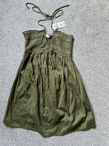 Khaki green summer dress - dress,