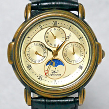 CITIZEN Lighthouse 4330 1989 Cream Sun & Moon Triple Calendar Roman index Japan