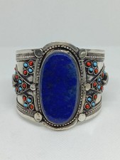 Afghan Tibetan Silver Lapis Lazuli Cuff Bracelet Boho Ethnic Bangle EACH,ME00867