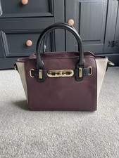 Tesco F&F Faux Leather Black Plum Cream Small Cute Handbag 